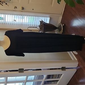 Jesse & J Black Perfect Tee Dress Maxi short sleeve lace trim round neck 2X NEW…